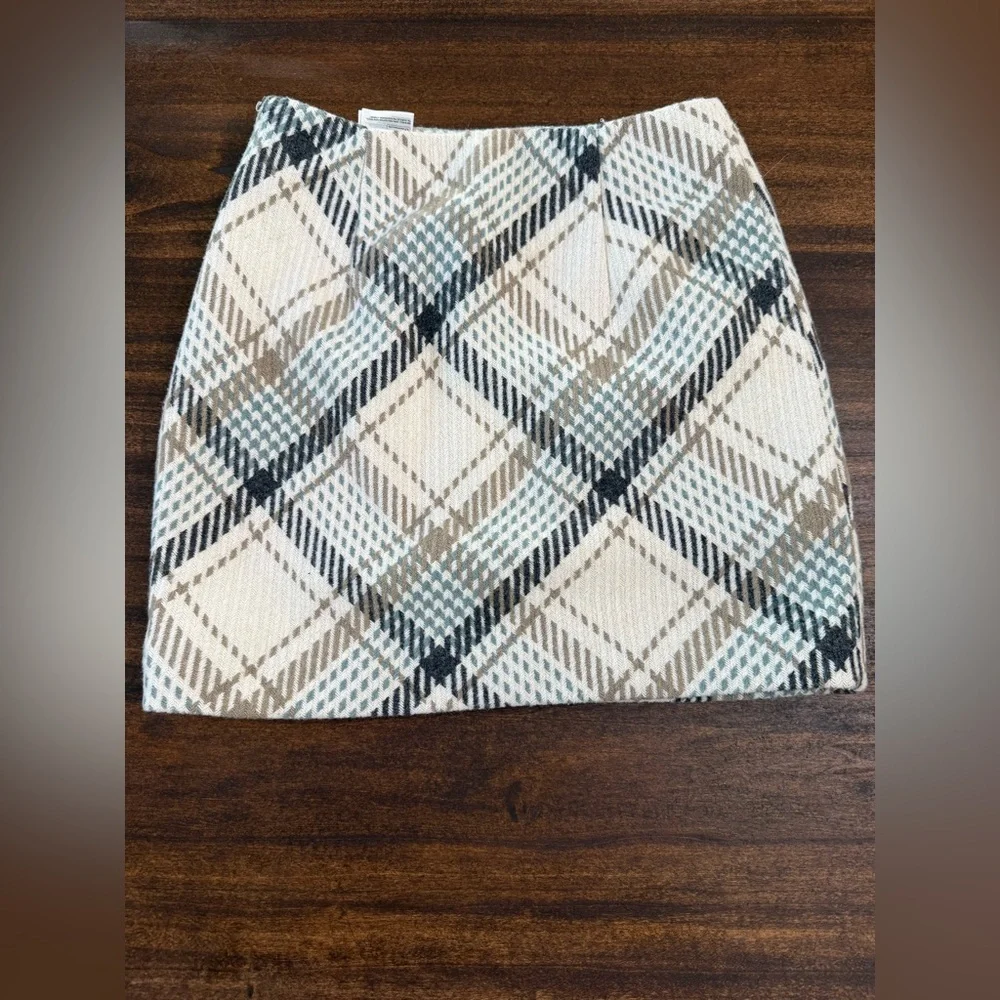 H&M Plaid Pencil Skirt - Cream, Brown, Black
